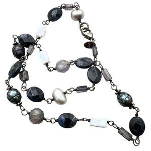 N1308 Retired Silpada Silver Necklace Pearl Gemstone